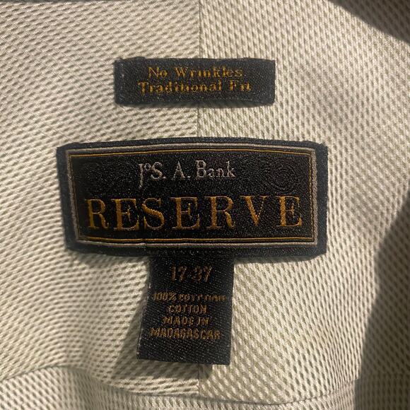 Jos.A.Banks Reserve Dress Shirt Size 17-37 Traditional Fit Wrinkle Free Cotton - Picture 3 of 4